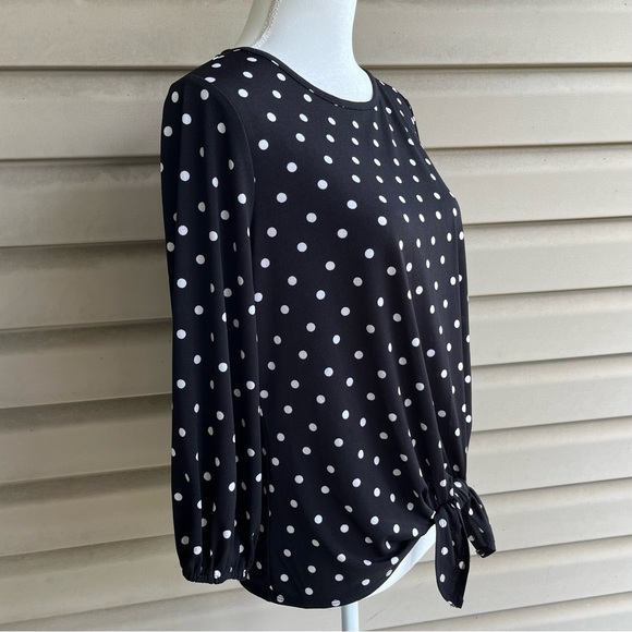 •Adrianna Papell• Polka Dot Front-Tie Top - Size Small - Picture 6 of 11
